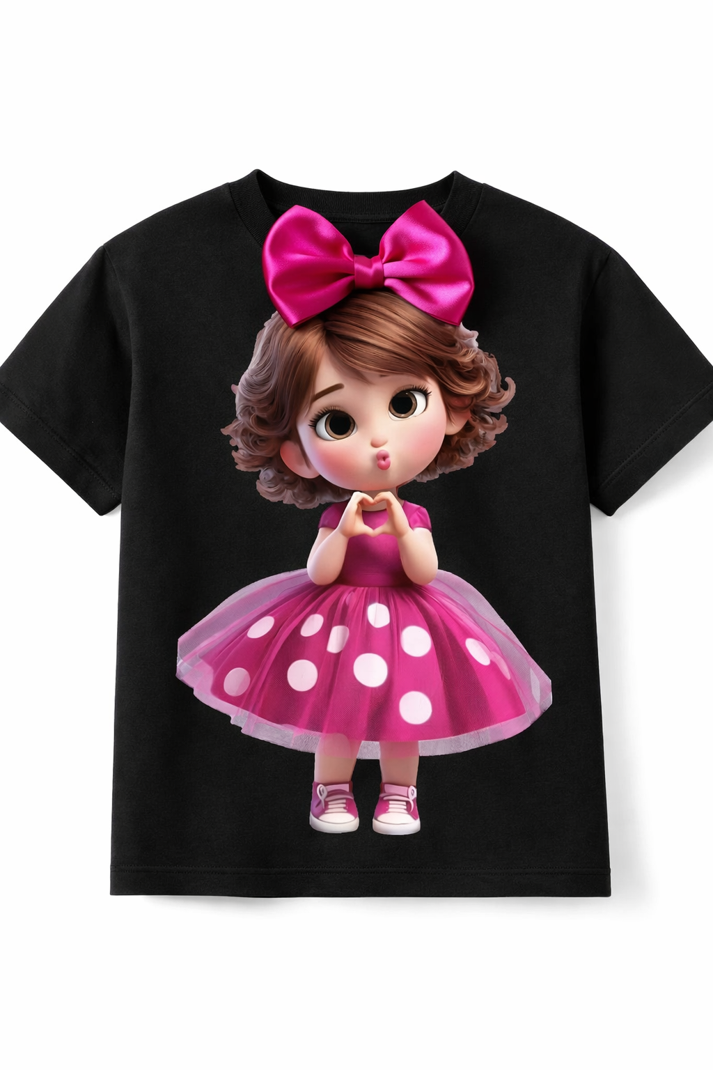 Black - Back printed T Shirt with Bow