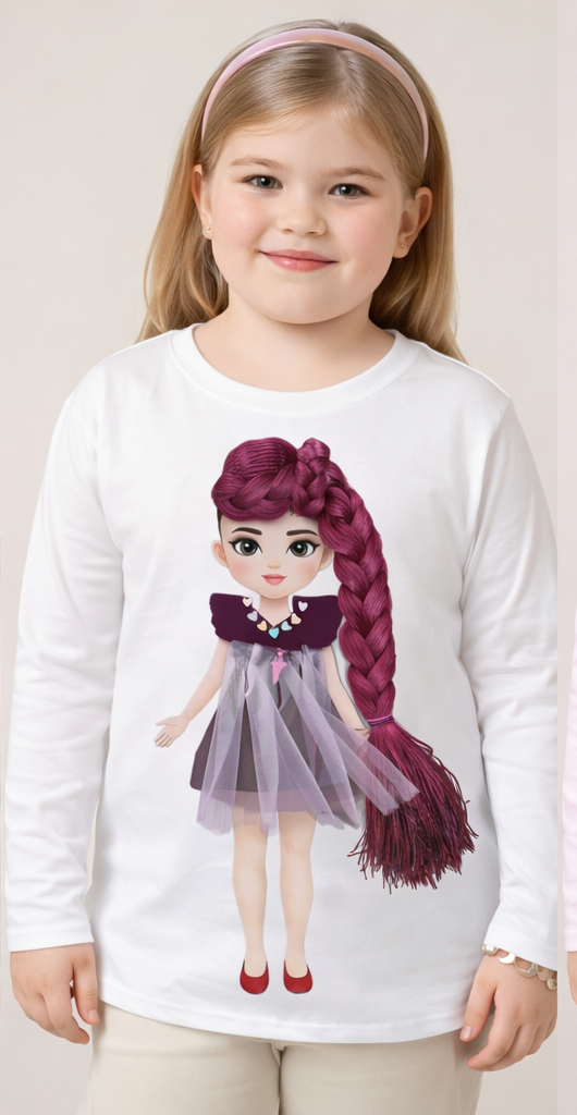 Pink Glam girl - Doll dress and Fushia pink styled hair