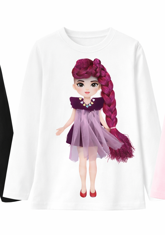 Pink Glam girl - Doll dress and Fushia pink styled hair
